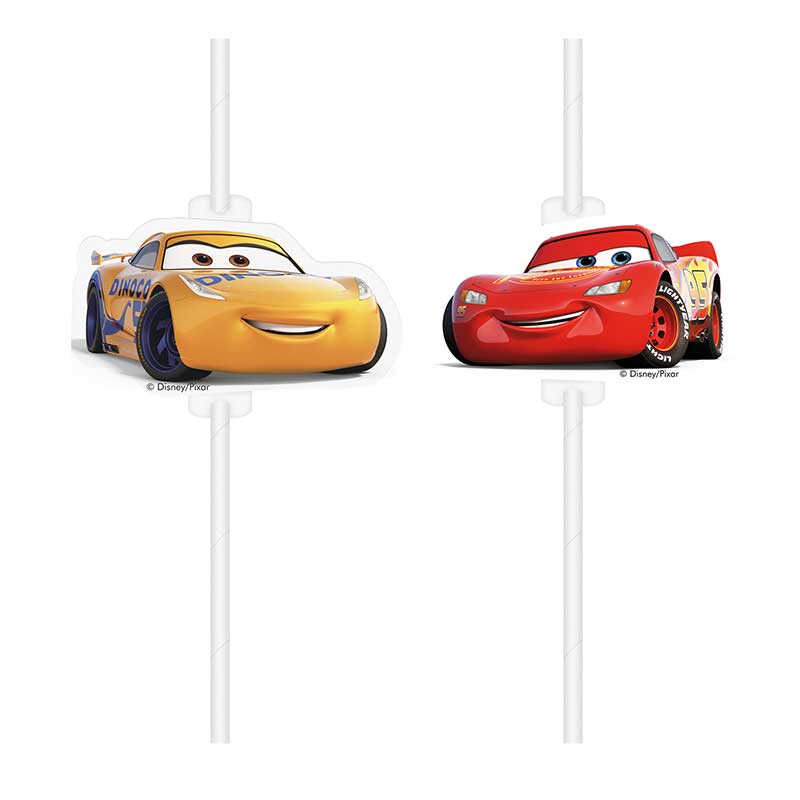 4PK DISNEY CARS MEDALLION PAPER DRINKING STRAWS
