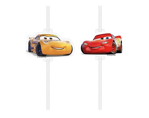 4PK DISNEY CARS MEDALLION PAPER DRINKING STRAWS