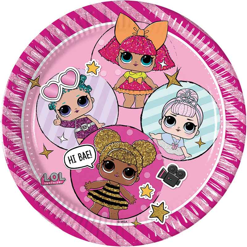 8PK 23cm LOL GLITTERATI PAPER PLATES