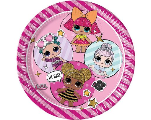 8PK 23cm LOL GLITTERATI PAPER PLATES