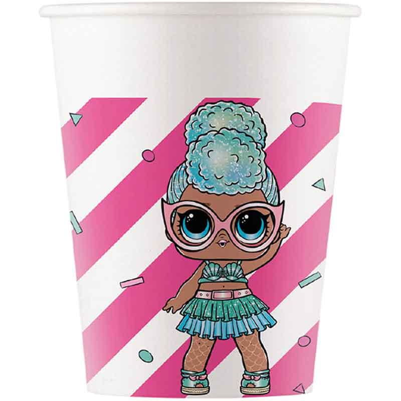 8PK 200ml LOL GLITTERATI PAPER CUPS