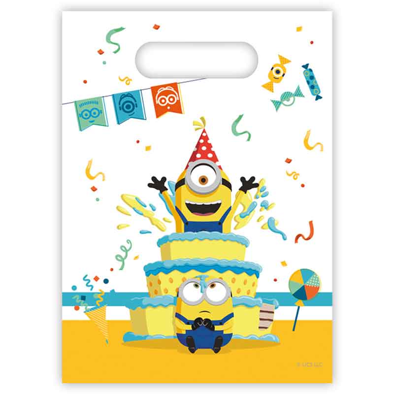 6PK MINONS THE RISE OF GRU PLASTIC PARTY BAGS