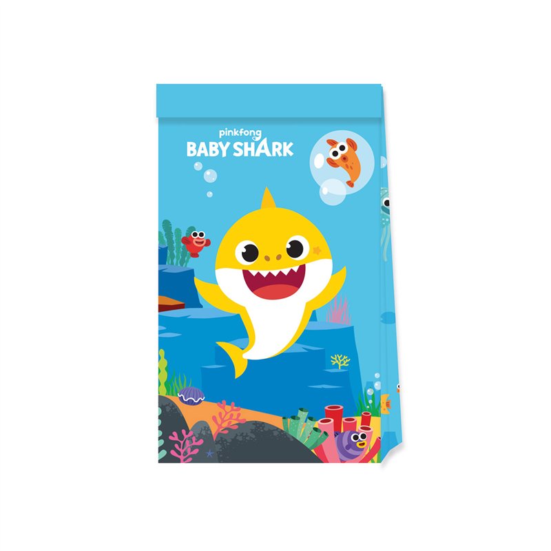 4PK BABY SHARK PAPER PARTY BAGS