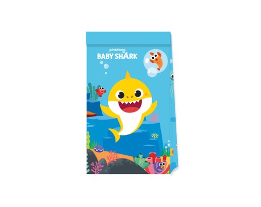 4PK BABY SHARK PAPER PARTY BAGS