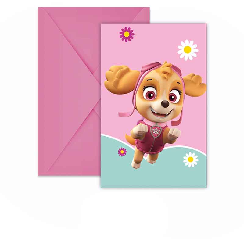 6PK PAW PATROL SKYE INVITATIONS