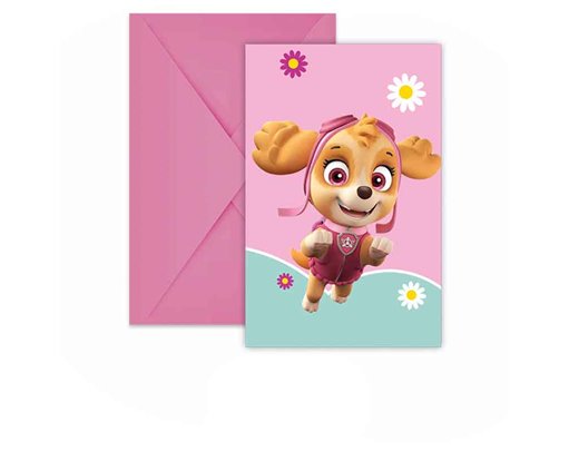 6PK PAW PATROL SKYE INVITATIONS