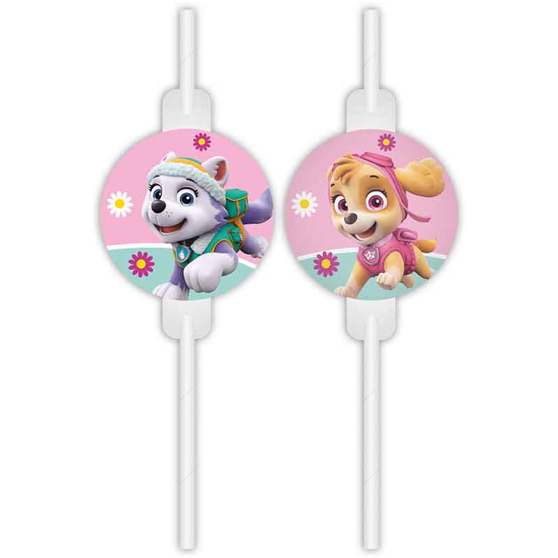 12PK PAW PATROL SKYE MEDALLION PAPER STRAWS