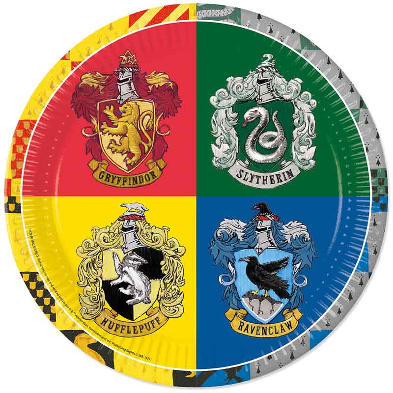 8PK 23cm HARRY POTTER HOGWARTS HOUSES PAPER PLATES