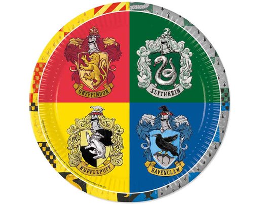8PK 23cm HARRY POTTER HOGWARTS HOUSES PAPER PLATES