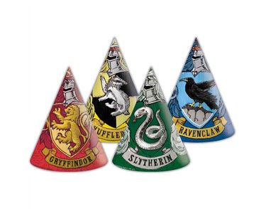 6PK HARRY POTTER HOGWARTS HOUSES PAPER HATS