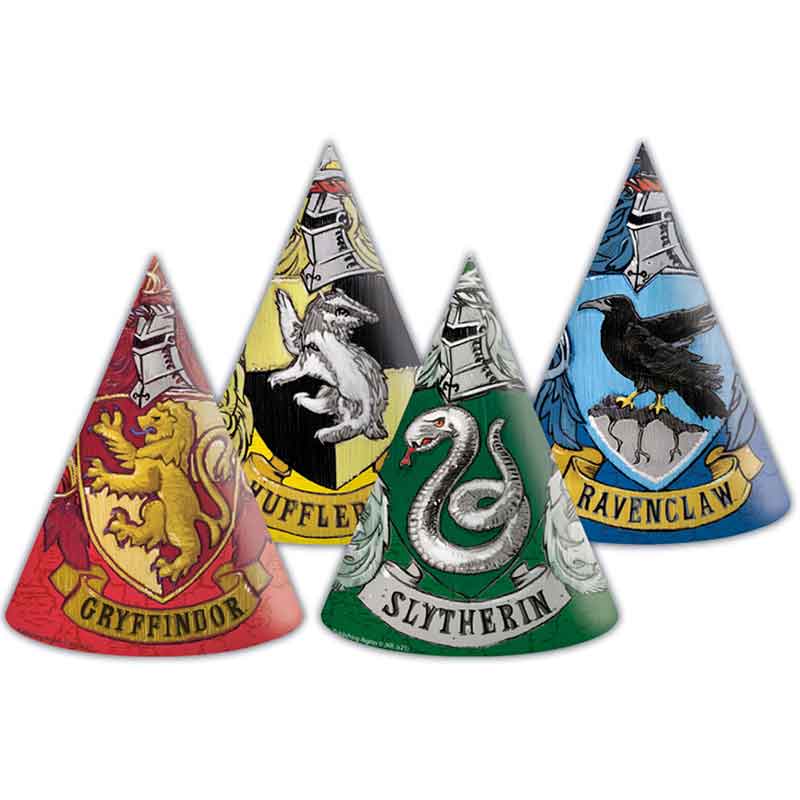 6PK HARRY POTTER HOGWARTS HOUSES PAPER HATS