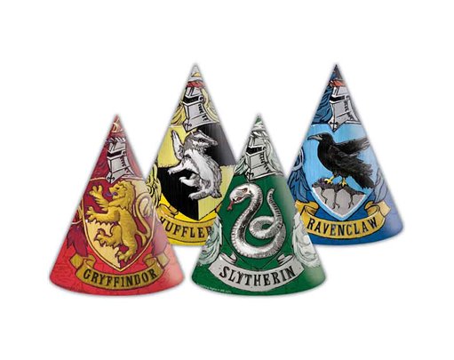 6PK HARRY POTTER HOGWARTS HOUSES PAPER HATS