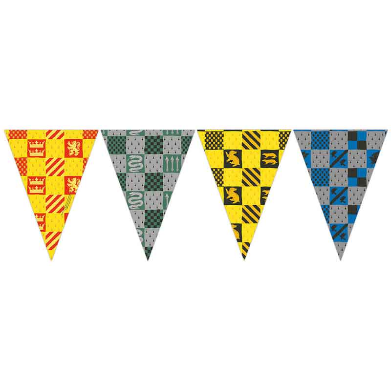 HARRY POTTER HOGWARTS HOUSES PAPER TRIANGLE FLAG BANNER