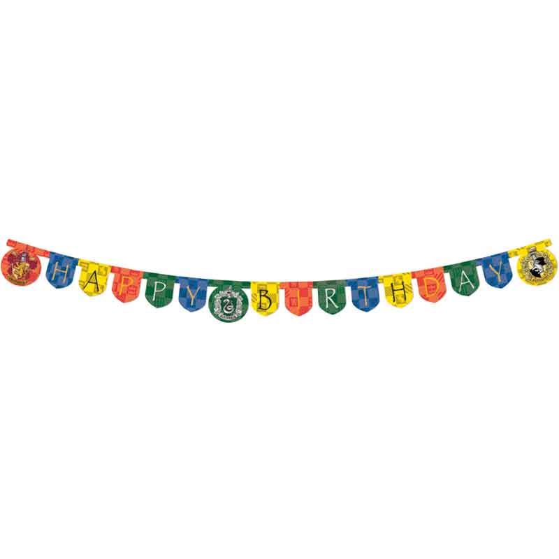 HARRY POTTER HOGWARTS HOUSES HAPPY BIRTHDAY PAPER BANNER
