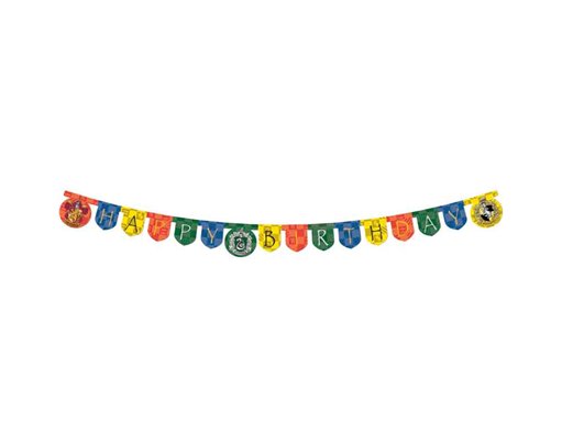 HARRY POTTER HOGWARTS HOUSES HAPPY BIRTHDAY PAPER BANNER