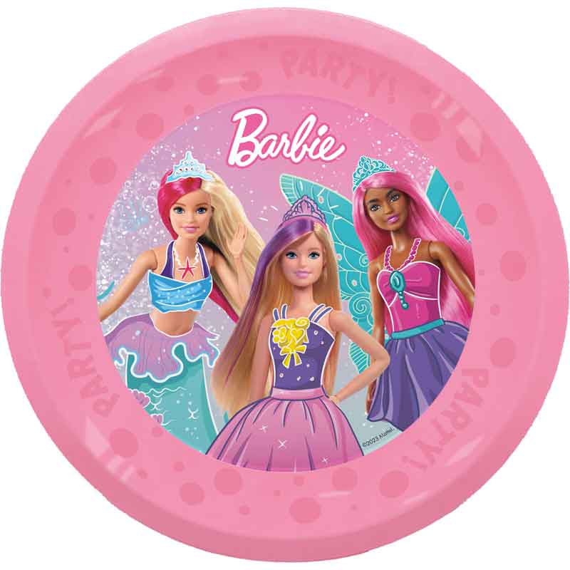 4PK 21cm BARBIE FANTASY PARTY REUSABLE PLATES