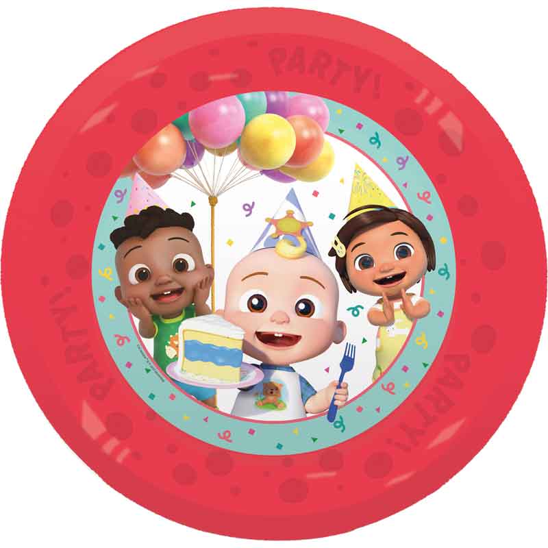 4PK 21cm COCOMELON BIRTHDAY PARTY REUSABLE PLATES