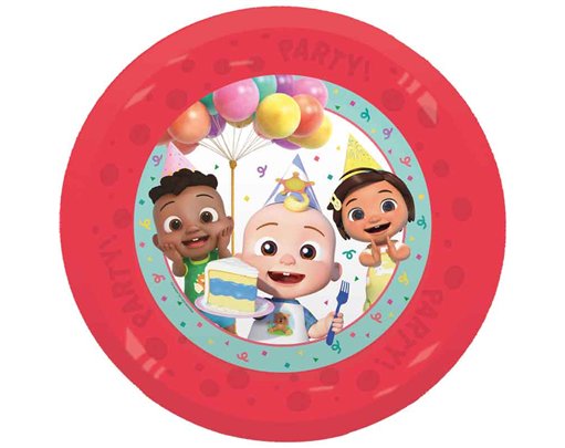 4PK 21cm COCOMELON BIRTHDAY PARTY REUSABLE PLATES