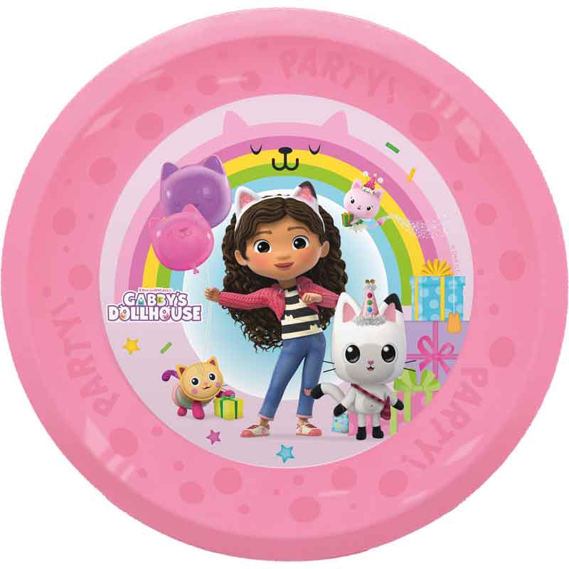 4PK 21cm GABBY'S DOLLHOUSE PARTY REUSABLE PLATES