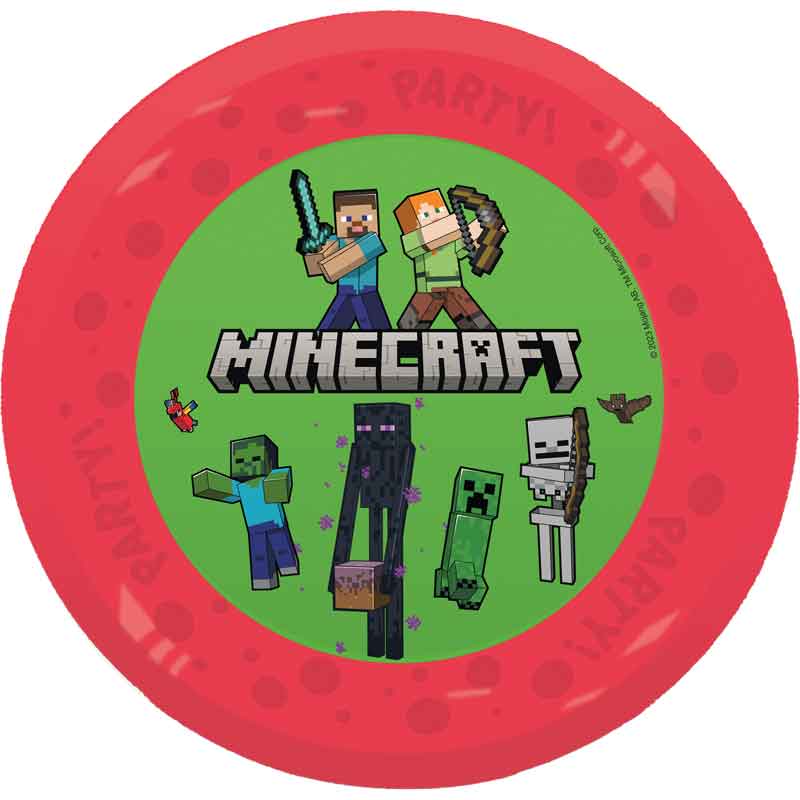4PK 21cm MINECRAFT PARTY REUSABLE PLATES