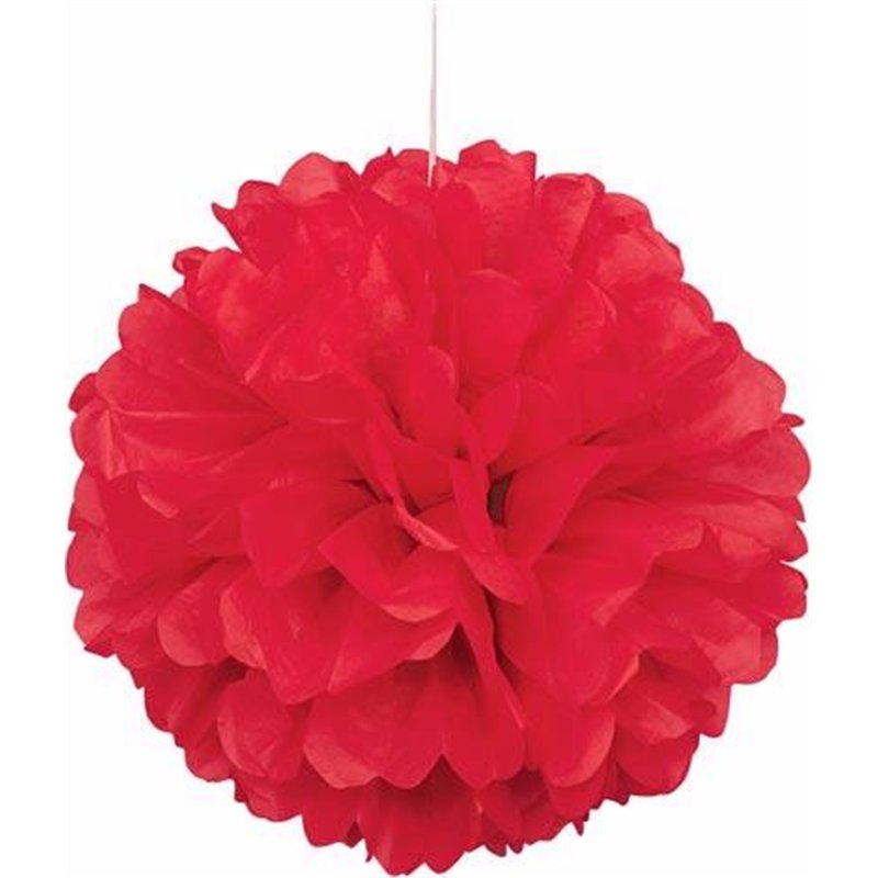 16IN RUBY RED PUFF DECOR