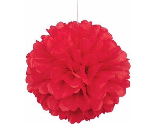 16IN RUBY RED PUFF DECOR