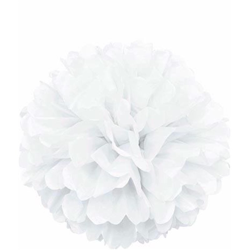 16IN WHITE PUFF DECOR