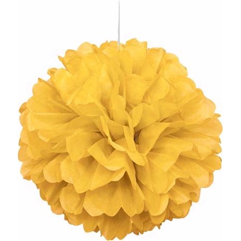16IN SUNFLOWER YELLOW PUFF DECOR