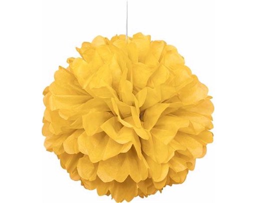 16IN SUNFLOWER YELLOW PUFF DECOR