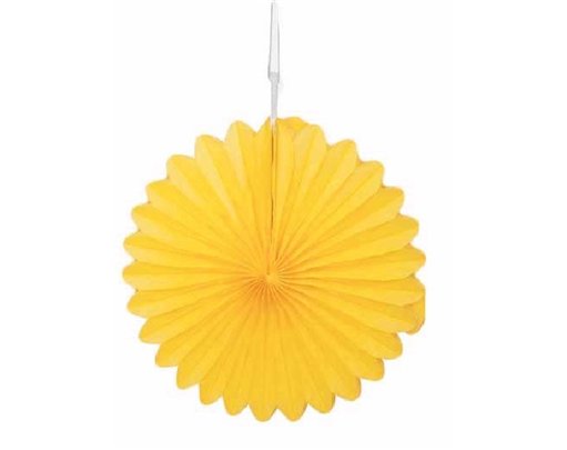 3PK 6in SUNFLOWER YELLOW DECORATIVE FANS