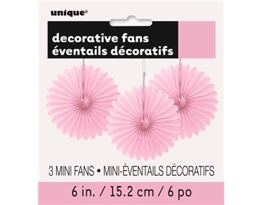(3) 6IN LOVELY PINK DECORATIVE FAN
