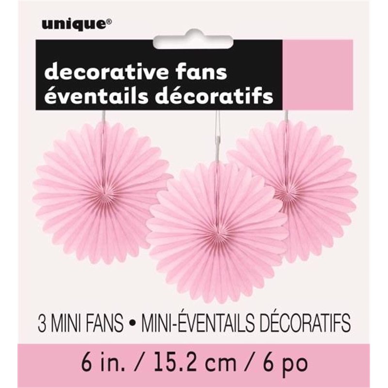 (3) 6IN LOVELY PINK DECORATIVE FAN