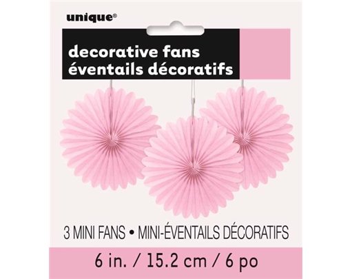 (3) 6IN LOVELY PINK DECORATIVE FAN
