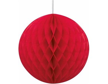 8IN RUBY RED HONEYCOMB BALL