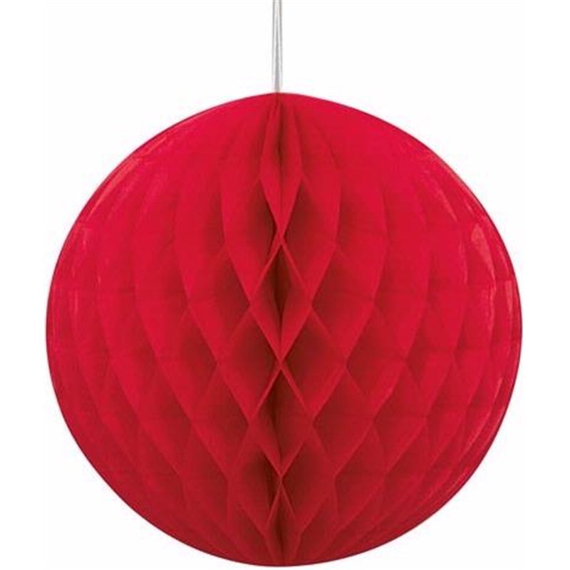 8IN RUBY RED HONEYCOMB BALL