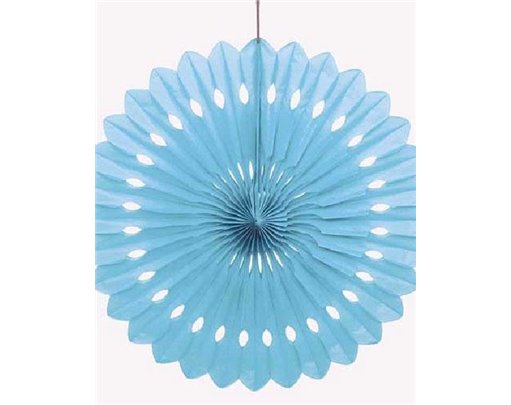 16IN POWDER BLUE DECORATIVE FAN