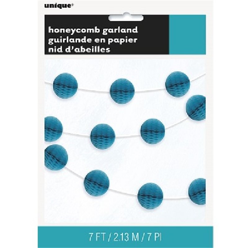 7FT MINI CARIBBEAN TEAL HONEYCOMB BALL GARLANDS