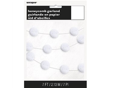 7FT MINI WHITE HONEYCOMB BALL GARLAND