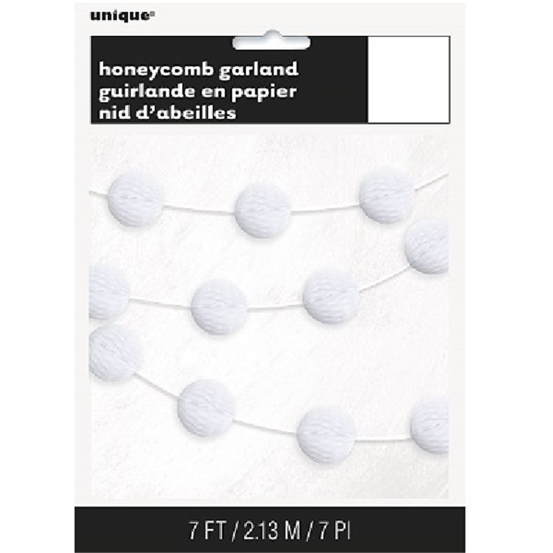 7FT MINI WHITE HONEYCOMB BALL GARLAND