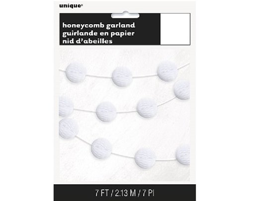 7FT MINI WHITE HONEYCOMB BALL GARLAND