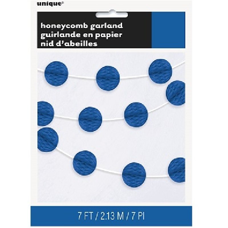 7FT MINI ROYAL BLUE HONEYCOMB BALL GARLAND