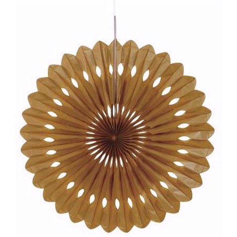 16IN GOLD DECORATIVE FAN