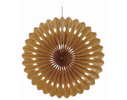 16IN GOLD DECORATIVE FAN