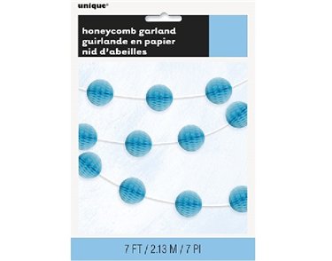 7FT MINI POWDER BLUE HONEYCOMB BALL GARLAND