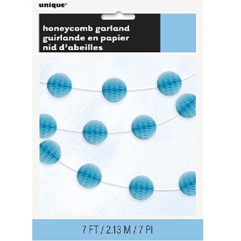 7FT MINI POWDER BLUE HONEYCOMB BALL GARLAND