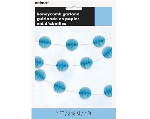7FT MINI POWDER BLUE HONEYCOMB BALL GARLAND