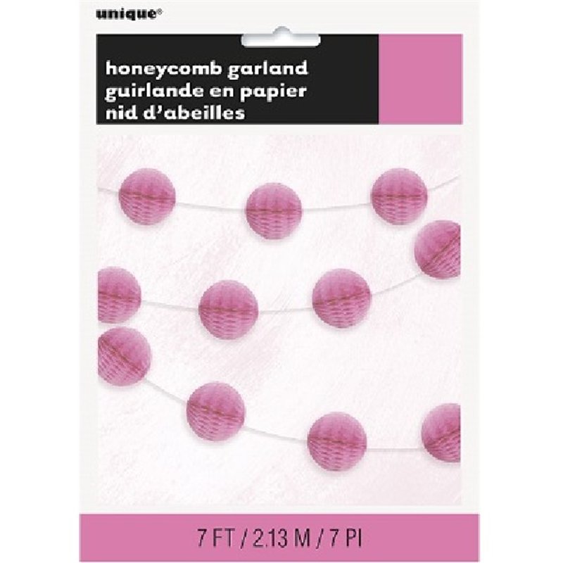 7FT MINI HOT PINK HONEYCOMB BALL GARLAND