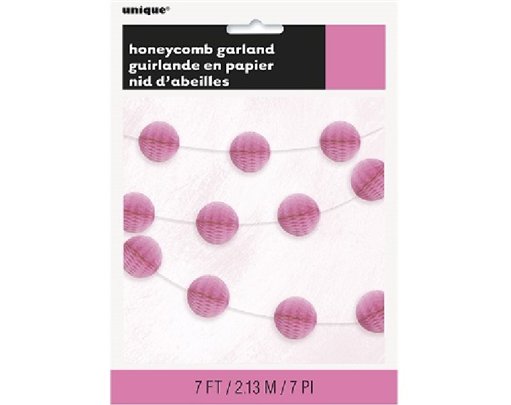 7FT MINI HOT PINK HONEYCOMB BALL GARLAND