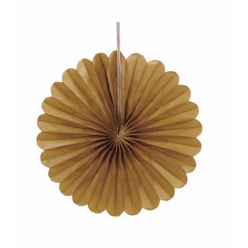 3PK 6IN GOLD MINI DECORATIVE FANS