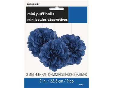 3PK 9IN ROYAL BLUE PUFF TISSUE DECORATION